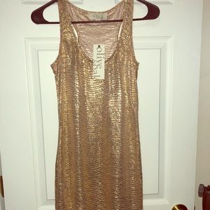 Gold Bodycon Dress. Perfect for Parties! NWT